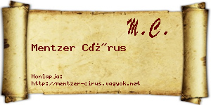 Mentzer Círus névjegykártya